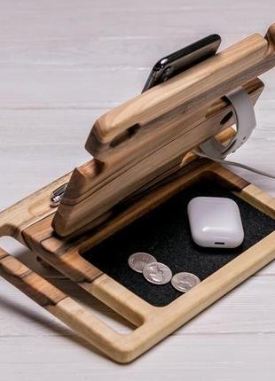 Подставка органайзер для телефона смартфона часов ручек кошелька на стол с гравировкой...