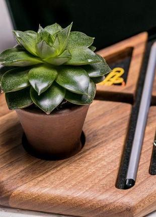 Настільний холдер органайзер з дерева підставка для планшета телефона смартфона канцтоварів ручок7 фото