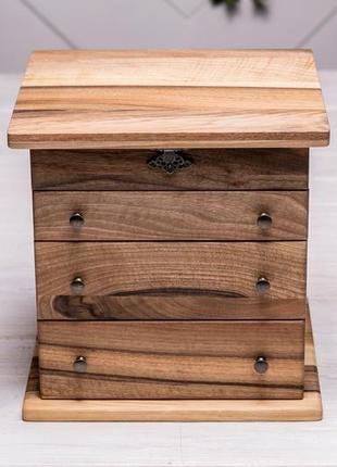 Деревянная шкатулка органайзер косметичка для украшений бижутерии макияжа косметики...