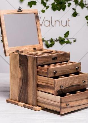 Деревянная шкатулка органайзер косметичка для украшений бижутерии макияжа косметики...