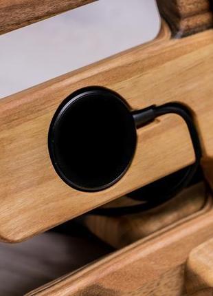 Настольный органайзер для телефона подставка для часов ручек очков на стол из дерева с гравировкой5 фото