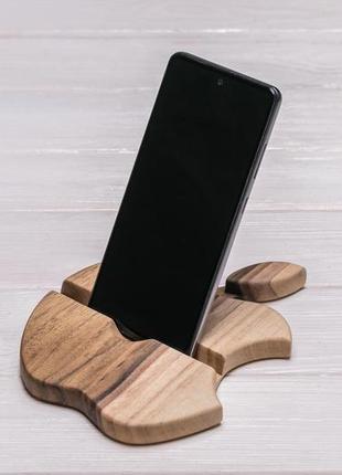 Держатель холдер докстанция подставка аксессуар органайзер для ipad iphone на стол из дерева с лого1 фото