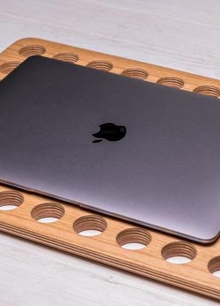 Дерев'яна охолоджувальна підставка кулер холдер столик органайзер для ноутбука макбука macbook2 фото