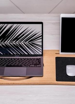 Столик органайзер кулер під макбук macbook ipad охолоджувальна ігрова підставка ноутбук з логотипом2 фото