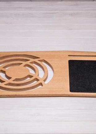 Гральна підставка аксесуар органайзер для ноутбука в ліжко столик для ноутбука з фанери дуба з лого4 фото