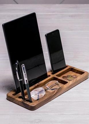 Дерев'яна підставка органайзер для ручок кредиток телефона iphone планшета смартфона гаджета з лого2 фото