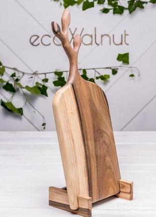 Дошка кухонна дерев'яна дощечка для кухні їжі нарізки продуктів з дерева з логотипом "гілочки"2 фото