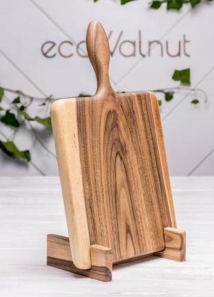 Доска кухонная деревянная досточка для кухни еды нарезки продуктов из дерева с логотипом "симметрия"6 фото