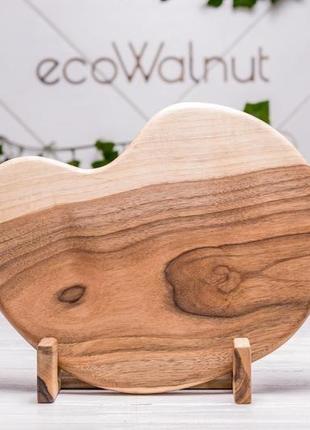Дошка кухонна дерев'яна дощечка для кухні їжі нарізки продуктів з дерева з логотипом "камінчик"1 фото