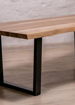 Журнальний дизайнерський кавовий і чайний столик з деревини горіха з металевими ніжками під лаком3 фото