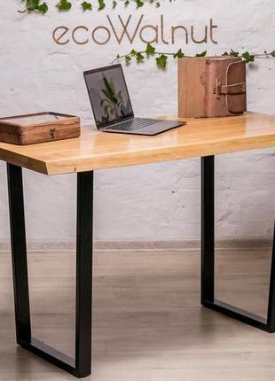 Журнальний дизайнерський кавовий і чайний столик з деревини горіха з металевими ніжками під лаком8 фото