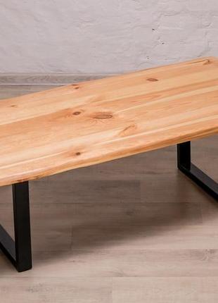 Журнальний дизайнерський кавовий і чайний столик з деревини горіха з металевими ніжками під лаком5 фото