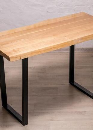 Офісний лакований журнальний дерев'яний обідній стіл столик під замовлення з деревини та металу2 фото