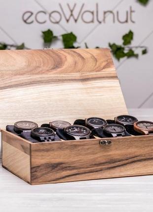 Подставка органайзер шкатулка коробочка для наручных часов на ремешке из дерева с логотипом