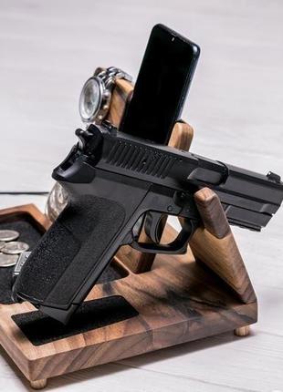Деревянная настольная подставка под пистолет органайзер для пистолета телефона ручек...