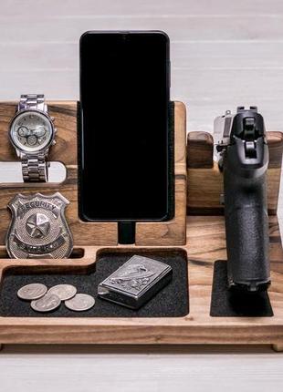Деревянная настольная подставка под пистолет органайзер для пистолета телефона ручек...