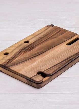 Дерев'яний настільний органайзер для телефона подарунок братові сестрі мамі тату батькові з деревини4 фото