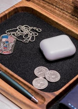 Настольный деревянный органайзер док станция для смартфона телефона часов ручек ключей...