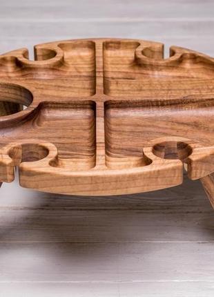 Винный деревянный столик поднос для сервировки подачи продуктов пищи фруктов сладостей...