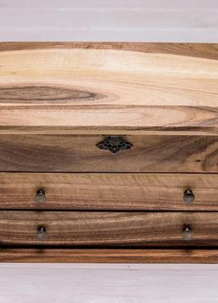 Деревянная шкатулка коробочка для украшений с зеркалом из дерева персональной гравировкой логотипом2 фото