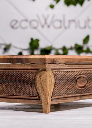 Дерев'яна скринька шкатулка коробочка із дерева для прикрас на подарунок з гравіюванням логотипом5 фото