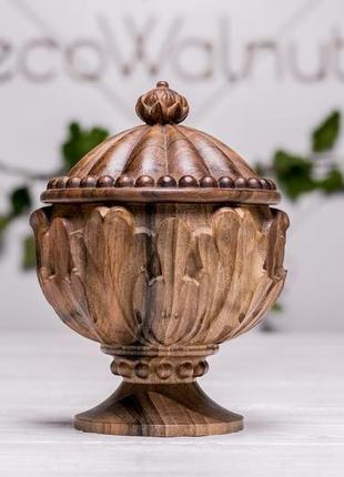 Шкатулка коробочка аксессуар для украшений из натуральной древесины ореха резная подарок для девушки2 фото