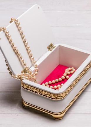 Коробочка для прикрас із позолотою на подарунок з гравіюванням шкатулка скринька подарунок з дерева