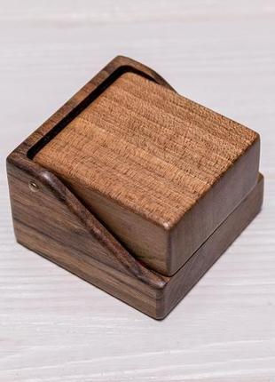 Коробочка для каблучок на весілля акасесуар шкатулка скринька з деревини для весільних обручок5 фото