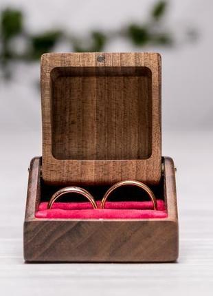 Коробочка для каблучок на весілля акасесуар шкатулка скринька з деревини для весільних обручок2 фото