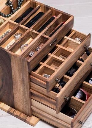 Шкатулка для прикрас із дерев'яною кришкою органайзер для годинників окулярів подарунок з деревини8 фото