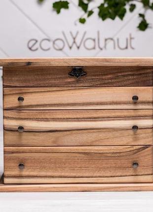 Шкатулка ящик органайзер подставка для украшений из древесины с персональной гравировкой логотипом8 фото