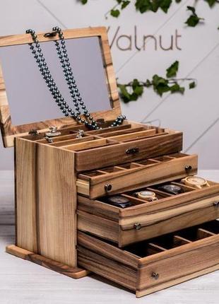 Шкатулка ящик органайзер подставка для украшений из древесины с персональной...
