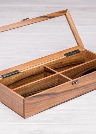 Дерев'яний футляр коробочка органайзер підставка аксесуар для окулярів подарунок з дерева горіха6 фото