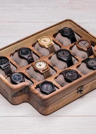 Коробочки для 11 наручних годинників з подушечками логотипом гравіюванням персоналізацією з дерева7 фото