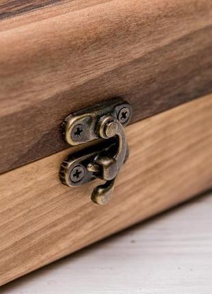 Дерев'яна коробочка скринька для 6 наручних годинників на ремінці з подушечками з деревини подарунок5 фото