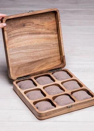 Шкатулка коробочка для 9 часов с деревянной крышкой логотипом гравировкой персонализацией из дерева2 фото