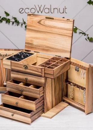 Органайзер для украшений из дерева большая шкатулка коробочка комод косметичка для аксессуаров