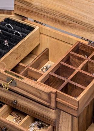 Органайзер для украшений из дерева большая шкатулка коробочка комод косметичка для аксессуаров