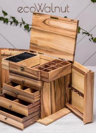 Органайзер для украшений из дерева большая шкатулка коробочка комод косметичка для аксессуаров