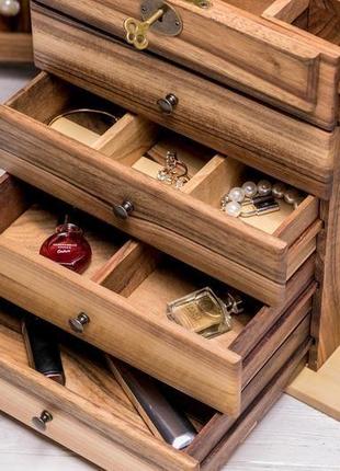 Органайзер для украшений из дерева большая шкатулка коробочка комод косметичка для аксессуаров