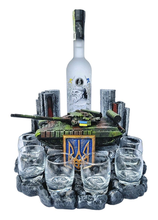 Український танк т64 бв" декоративна підставка для алкоголю1 фото