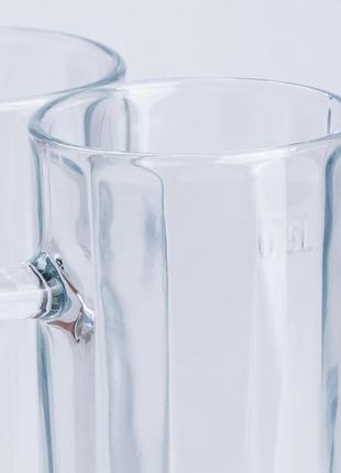 Кухоль скляний з ручкою для напоїв прозорий3 фото