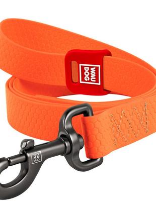 Поводок для собак водостойкий waudog waterproof, m, ш 20 мм, дл 183 см оранжевый