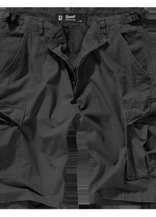 Шорти карго чоловічі brandit bdu ripstop black чорні повсякденні шорти брандіт рип стоп