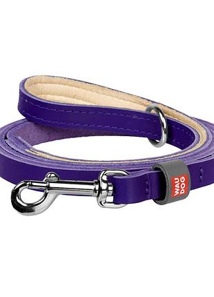 Поводок для котов и мелких собак кожаный waudog classic, xxs-xs, ш 12 мм, дл 122 см фиолетовый