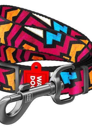Поводок для собак нейлоновый waudog nylon, рисунок "граффити", регулируемый, ш 15 мм, дл 152-183 см