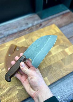 Кухонний ніж, сокира сікач серб 5 ручної роботи, із міцної сталі х12мф та шкіряним чохлом3 фото
