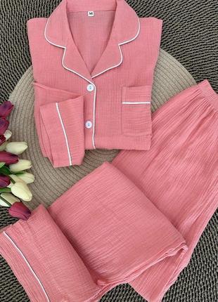 Піжама жіноча сорочка муслінова штани розм. s-xl1 фото