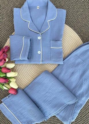 Піжама жіноча сорочка муслінова штани розм. s-xl3 фото