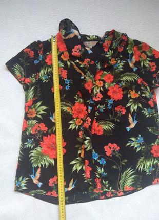 Шикарная блуза с колибри dorothy perkins 14/16,блузка шифонновая цветочный принт6 фото